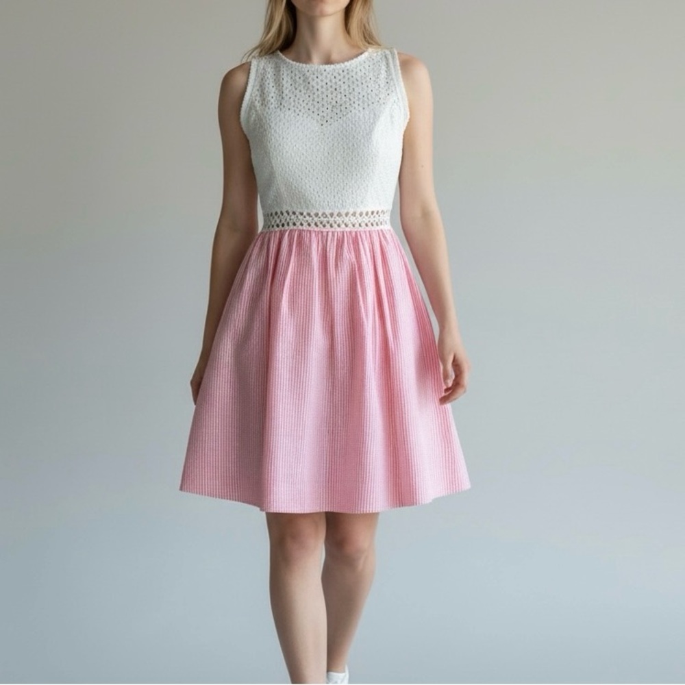 Lilly Pulitzer Alivia Dress Havana Pink Yarn Dye Seersucker Stripe Size 0 NWT